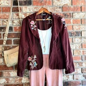 Corduroy floral blazer
